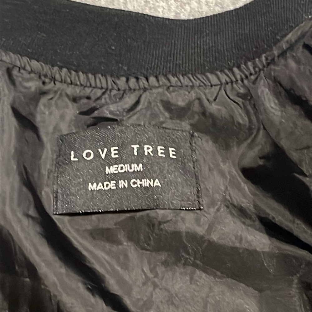 Love Tree Black satin embroidered Bomber Jacket. - Picture 6 of 10